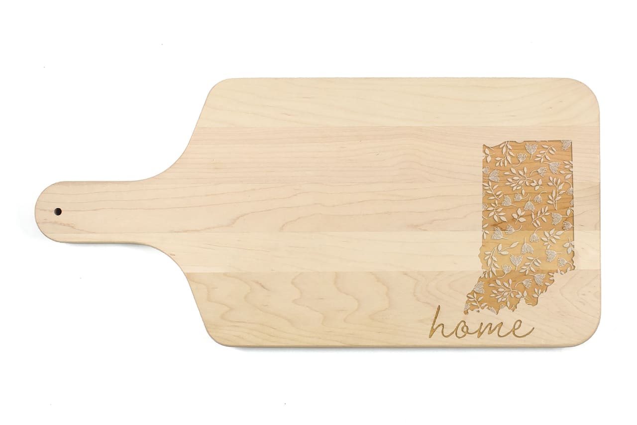 17" Floral Home State Maple Paddle Cutting Board